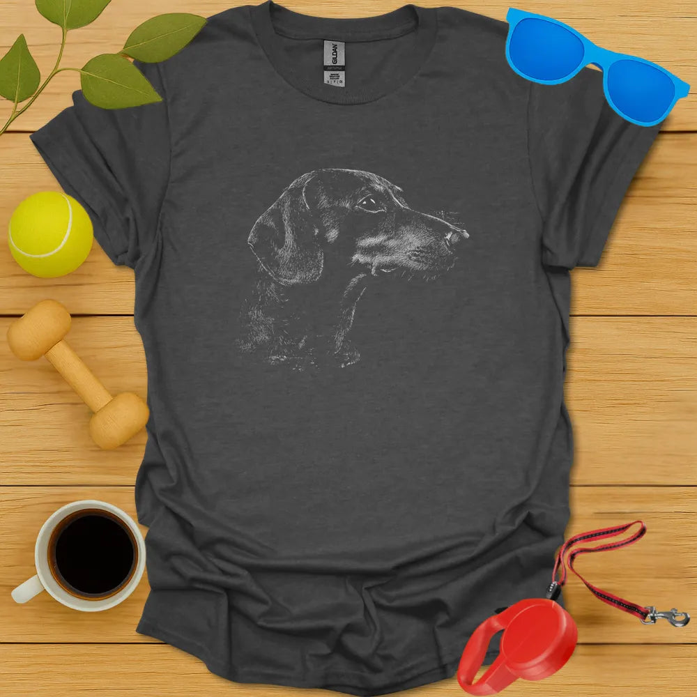 Dachshund Sketch T Shirt - Dark Heather