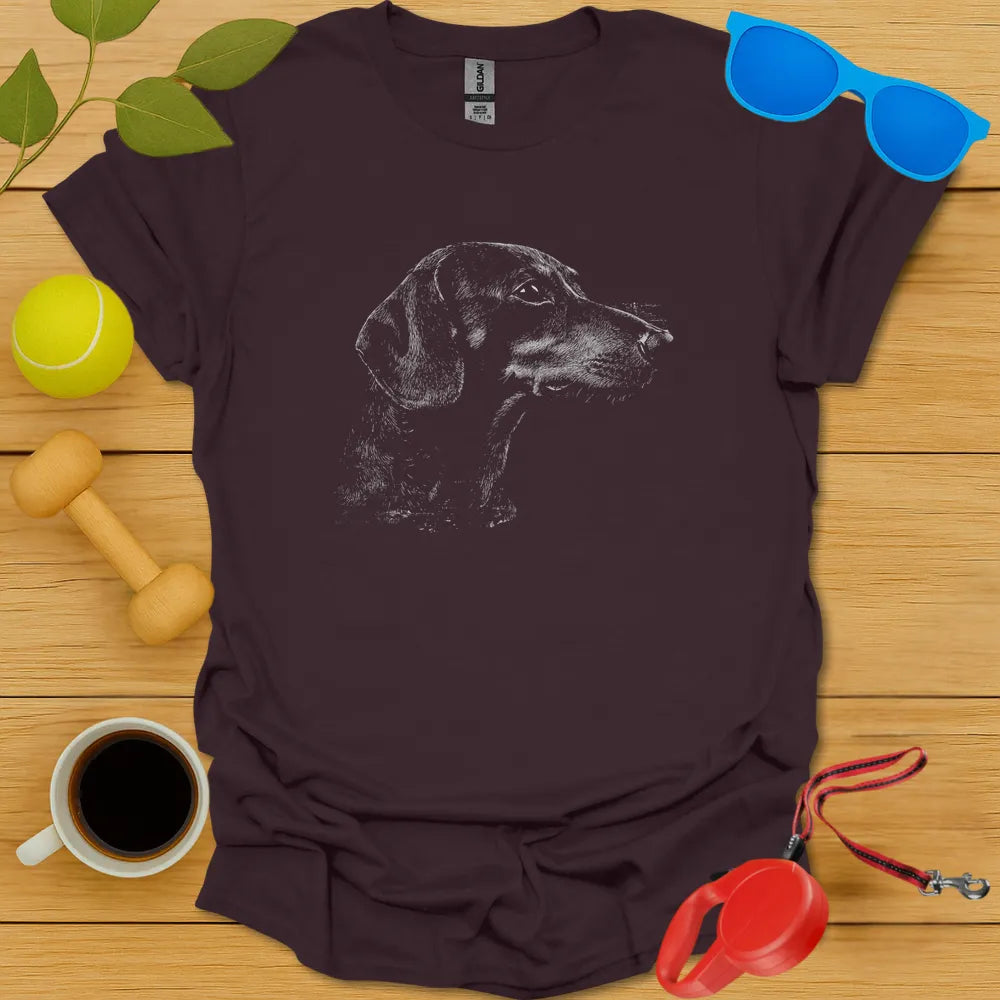 Dachshund Sketch T Shirt - Dark Chocolate