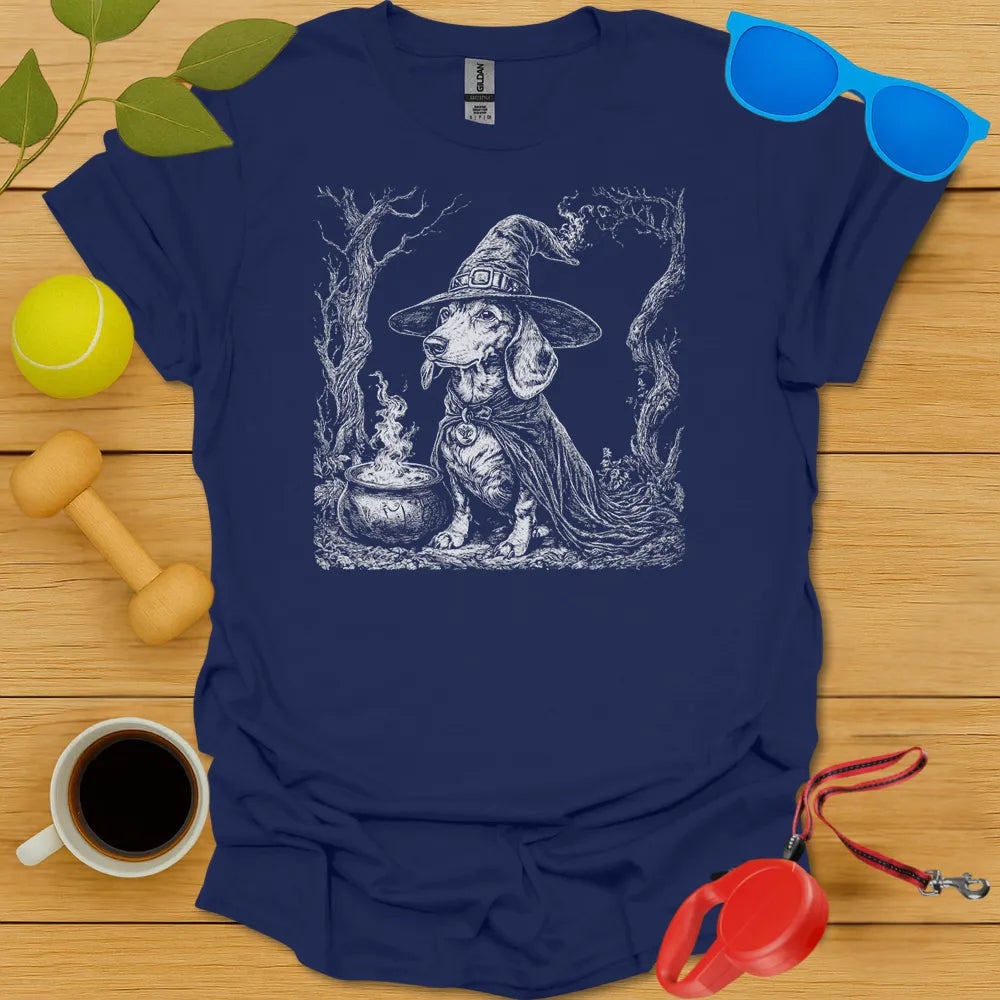 Dachshund Witch T Shirt - Navy