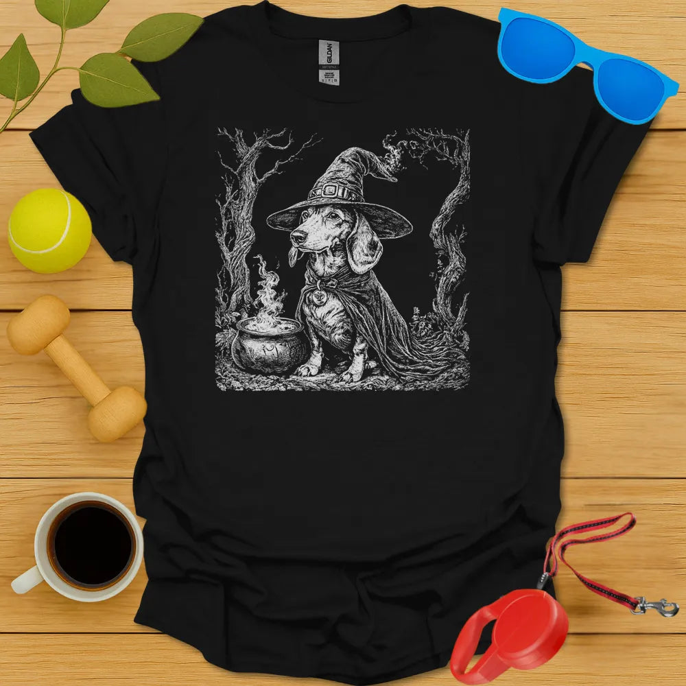 Dachshund Witch T Shirt - Black