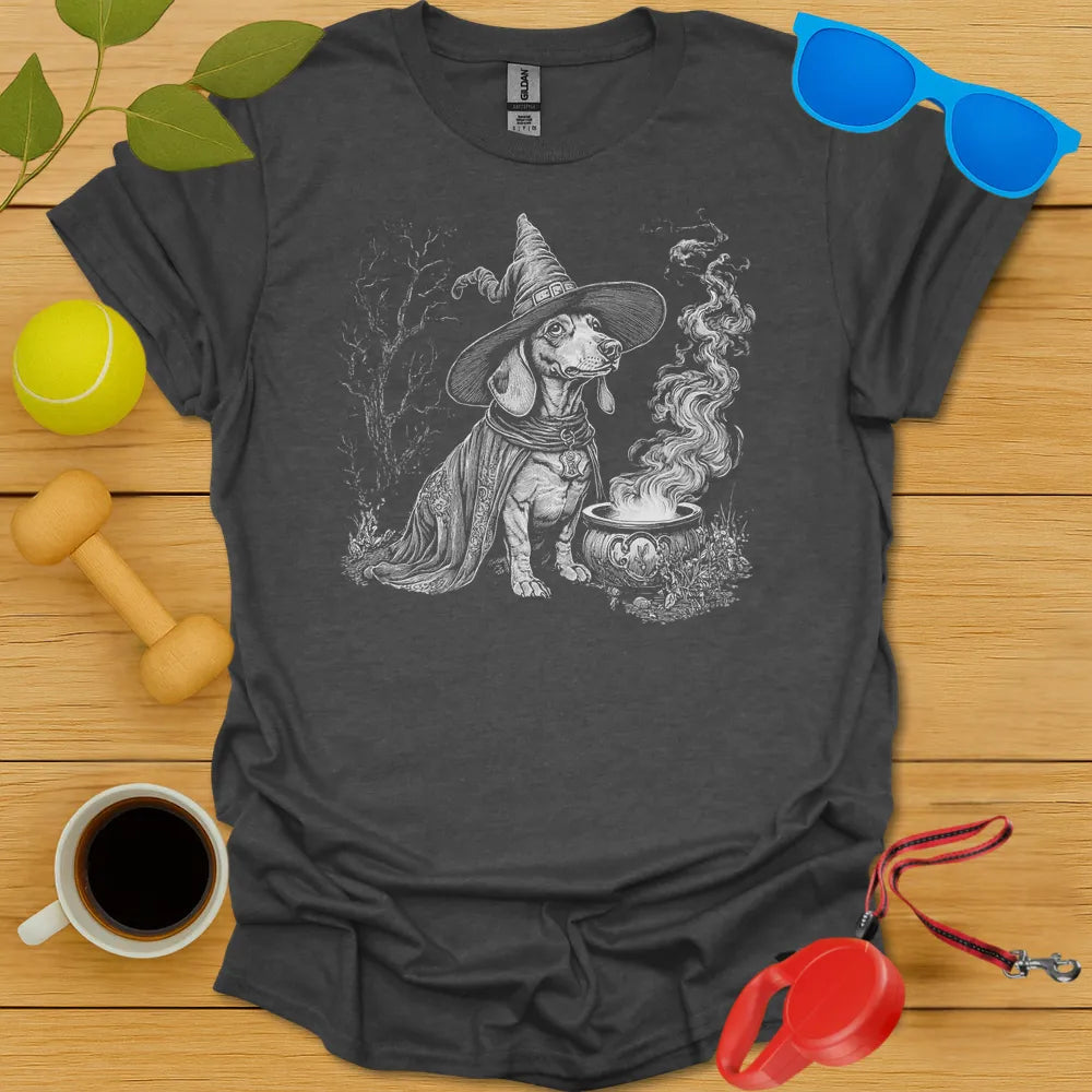 Dachshund Witch Tee - Dark Heather