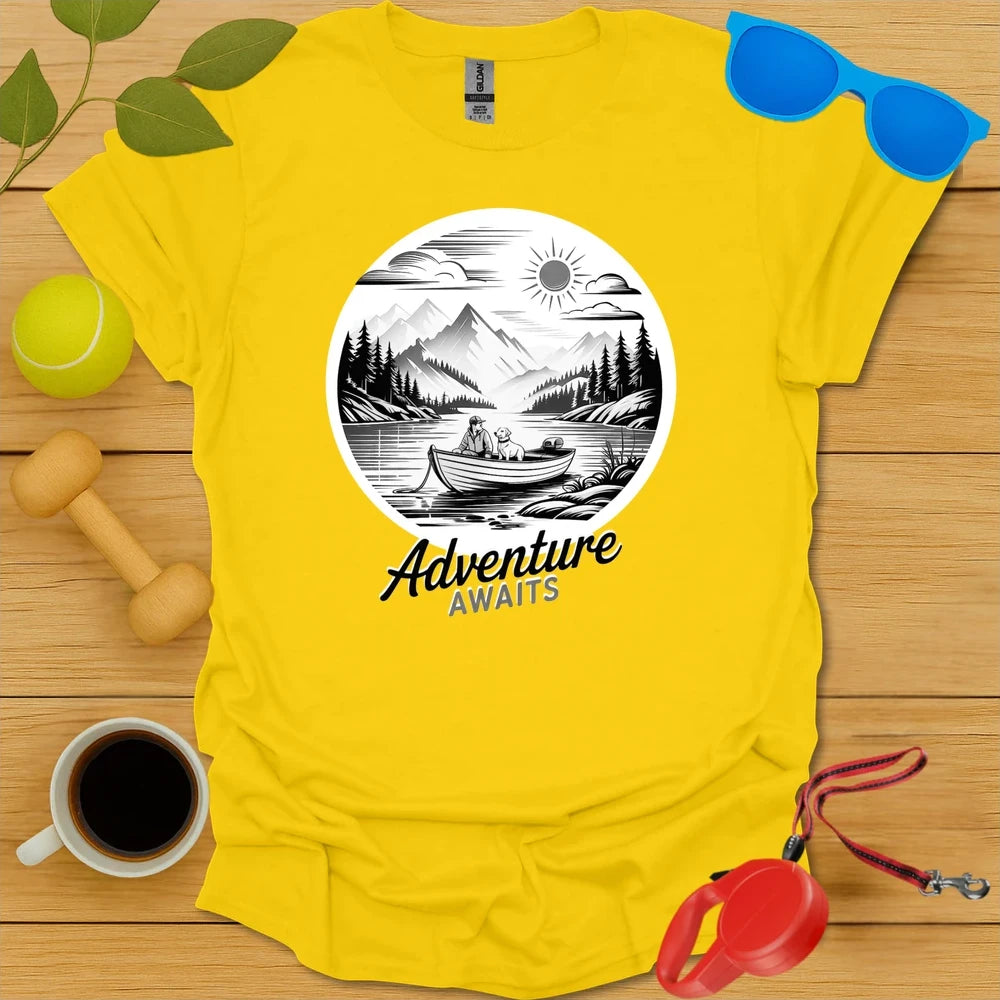 Adventure Awaits | Mountain Lake Dog Tee - Daisy