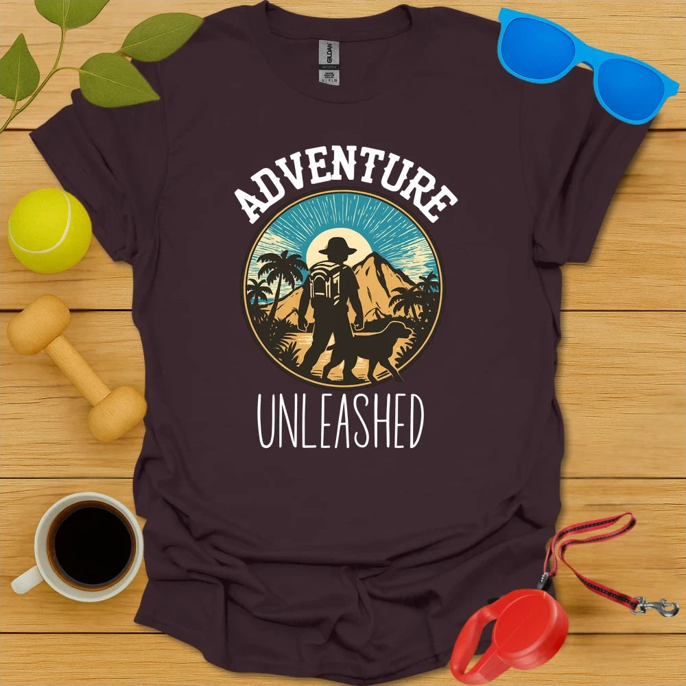 Adventure Unleashed | Hiking Dog Lover T-Shirt - Dark Chocolate