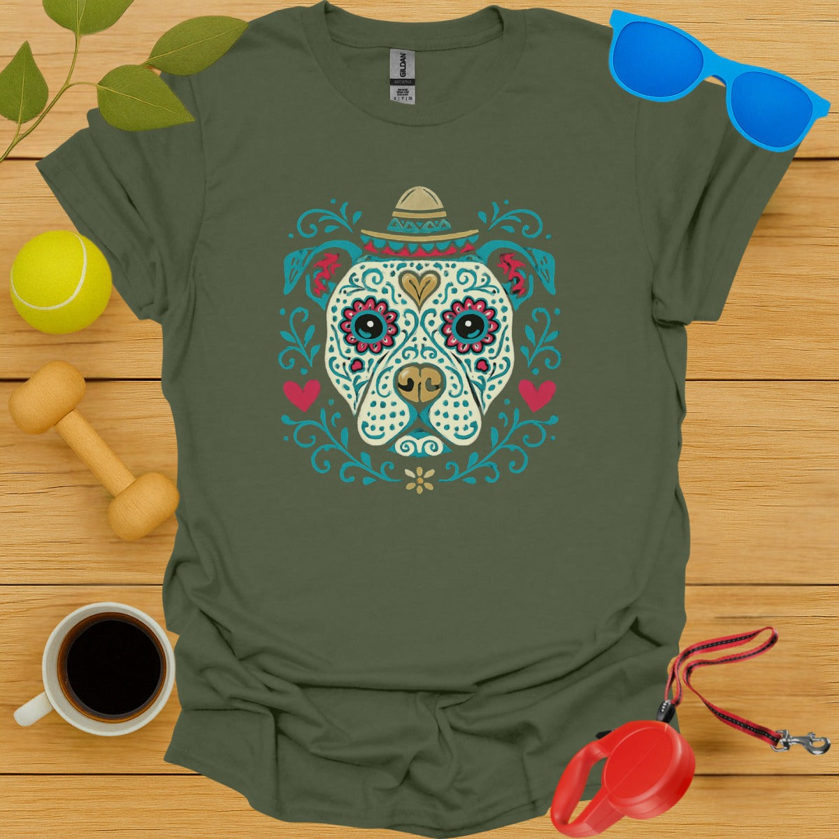 Stylish Day of the Dead Bulldog T-Shirt product type