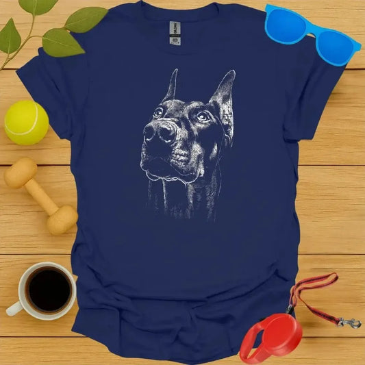 Doberman Pinscher Monochrome Portrait Tee