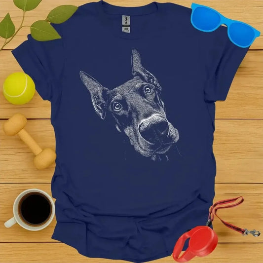 Doberman Pinscher Monochrome Portrait Tee