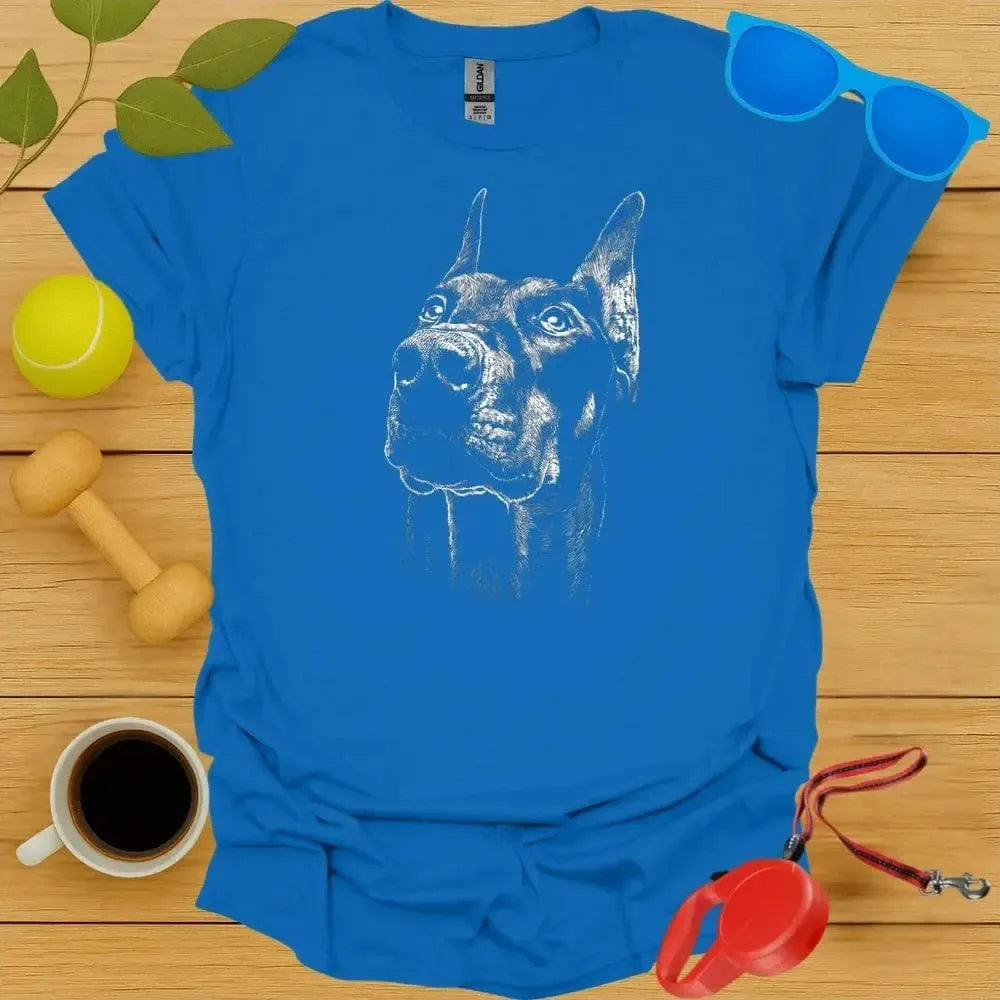 Doberman Pinscher Monochrome Portrait Tee