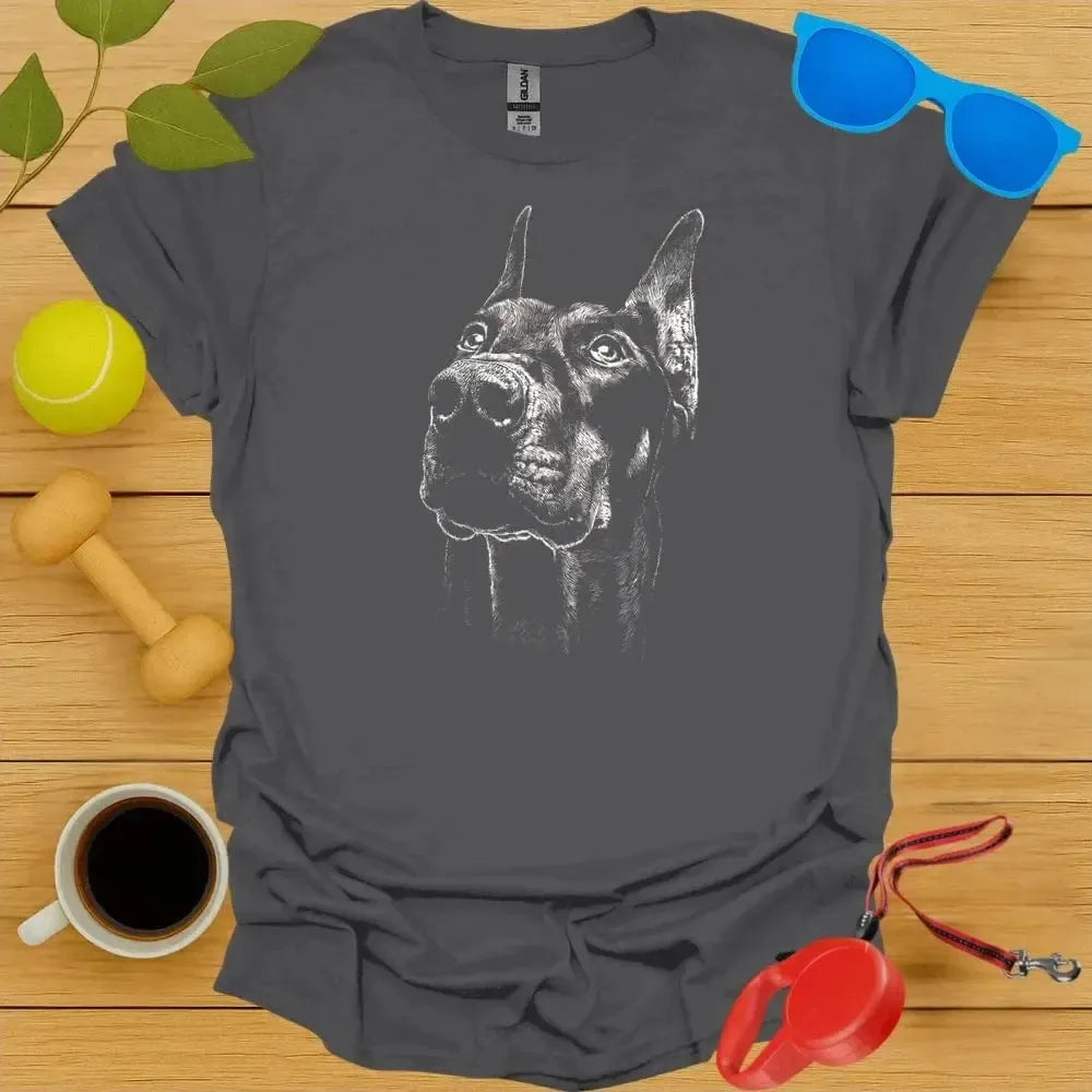 Doberman Pinscher Monochrome Portrait Tee