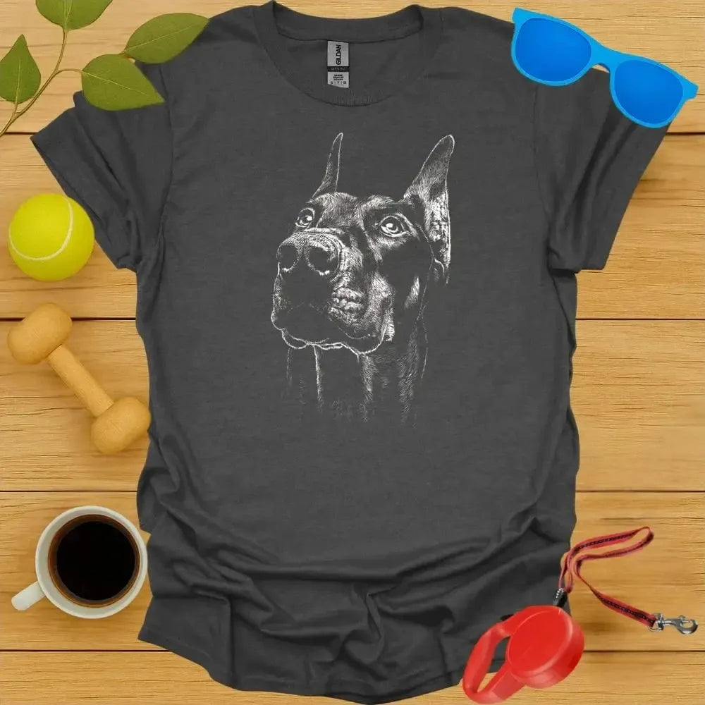 Doberman Pinscher Monochrome Portrait Tee