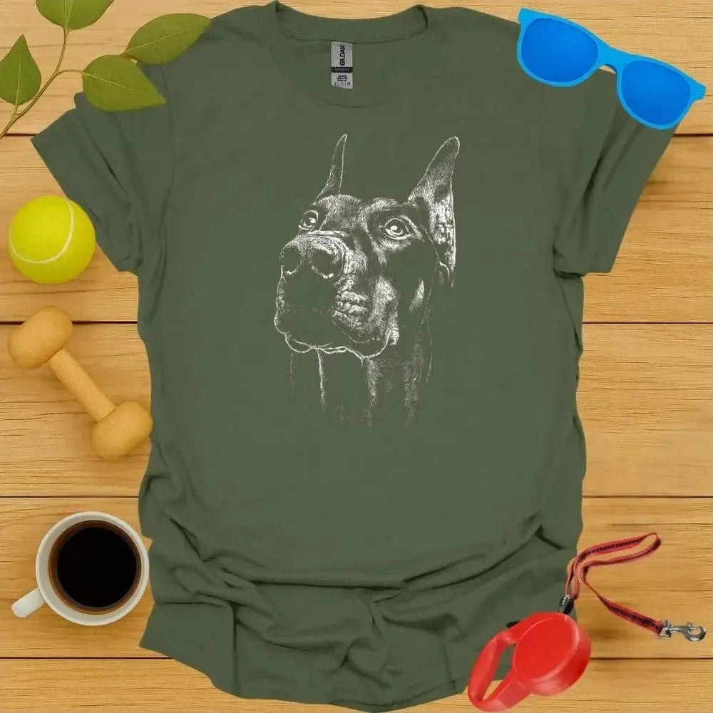 Doberman Pinscher Monochrome Portrait Tee
