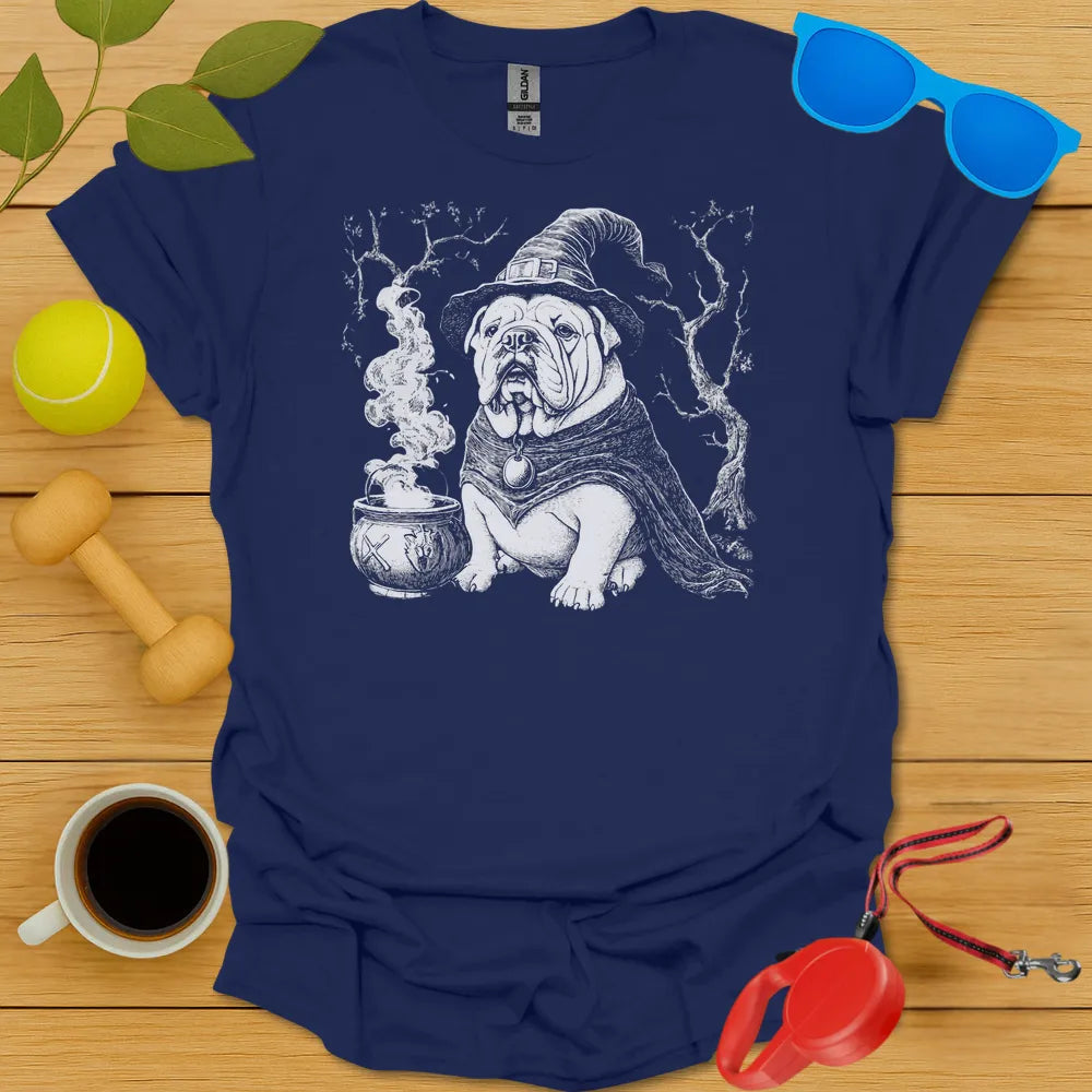 English Bulldog Witch Tee - Navy
