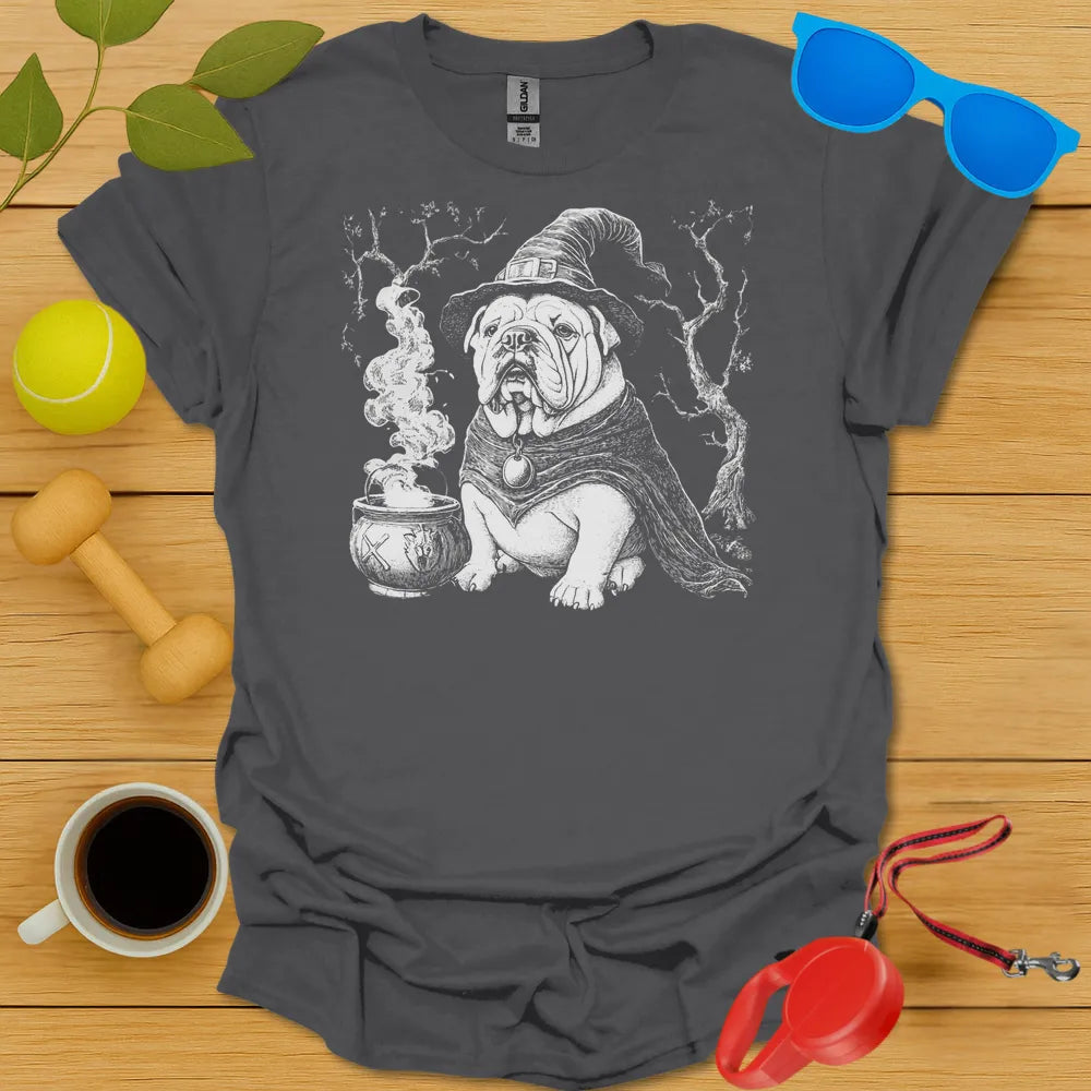 English Bulldog Witch Tee - Charcoal