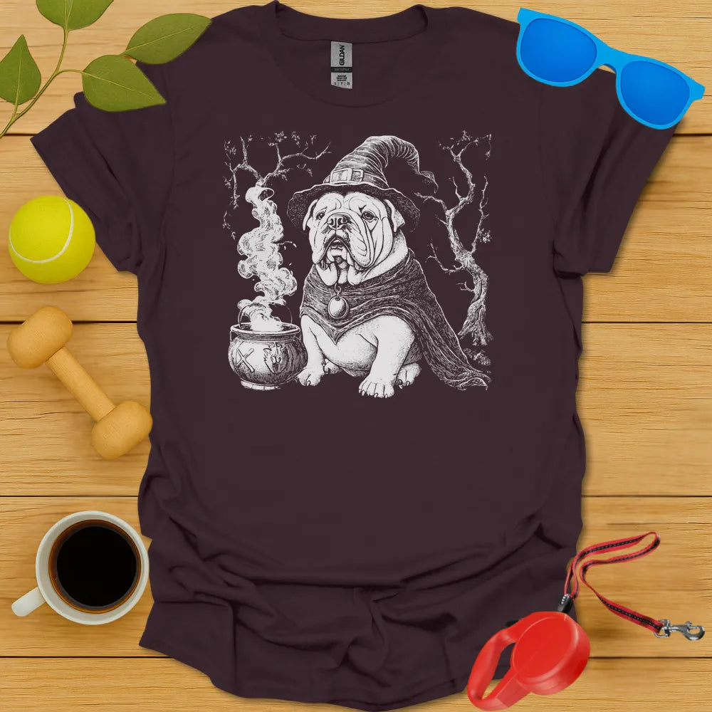 English Bulldog Witch Tee - Dark Chocolate