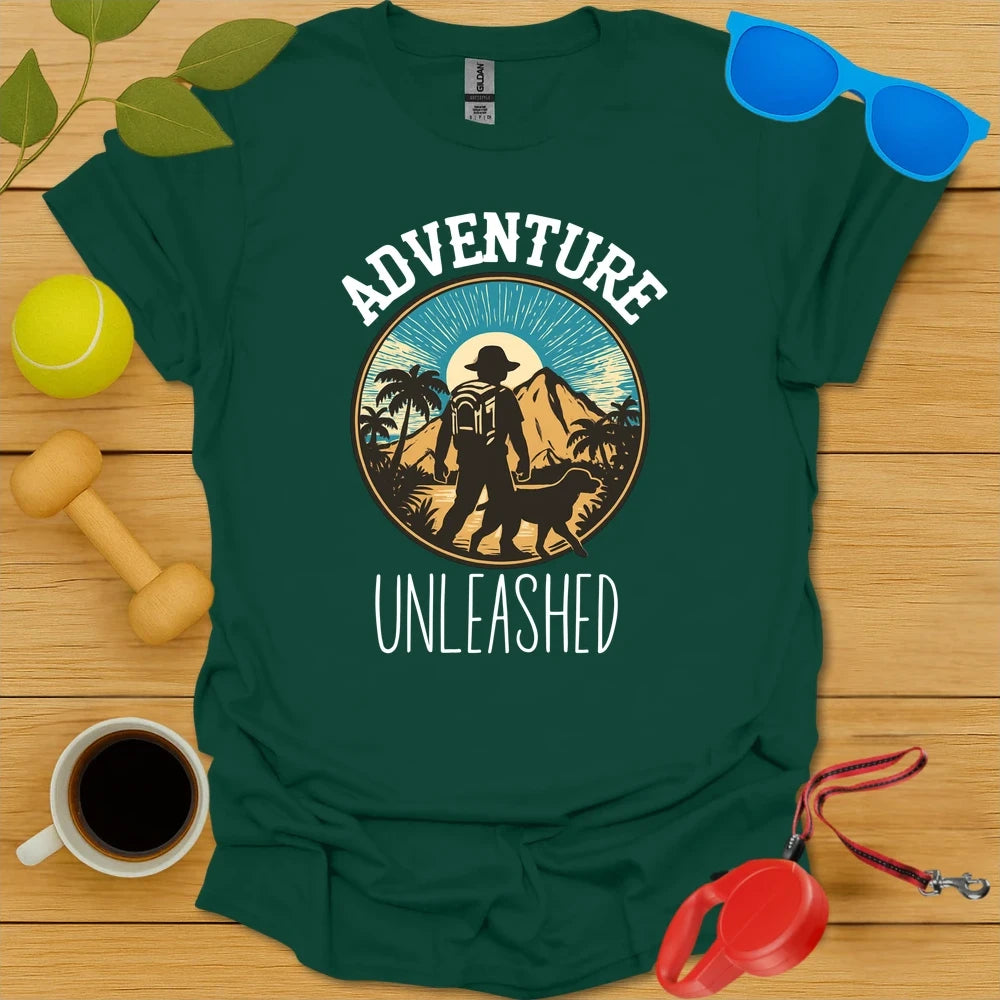 Adventure Unleashed | Hiking Dog Lover T-Shirt - Forest Green