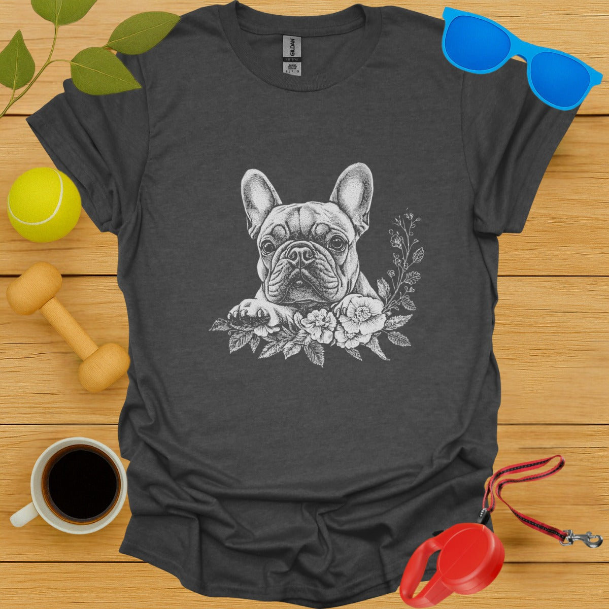 French Bulldog Floral Portrait T-Shirt