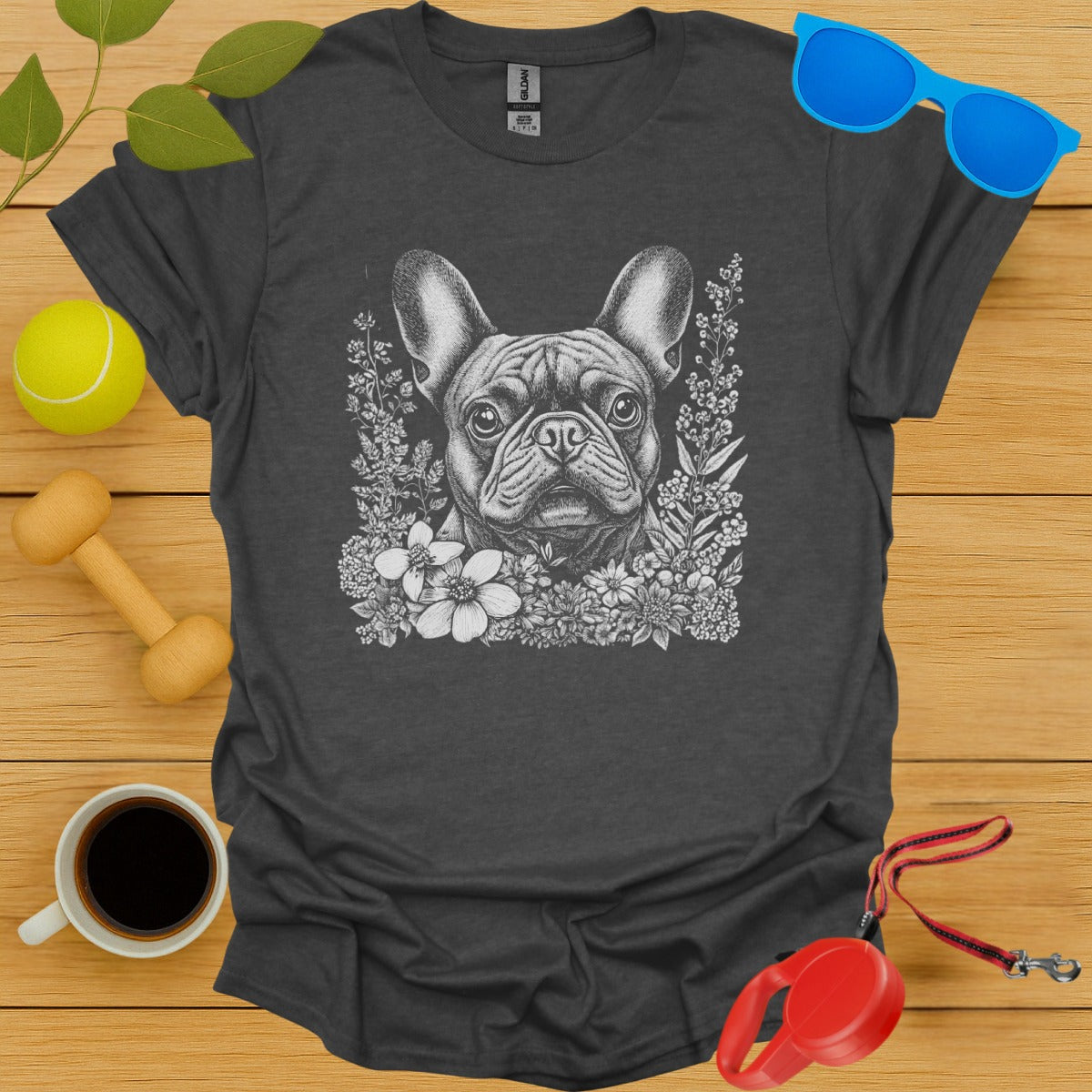 French Bulldog Flower Portrait Tee
