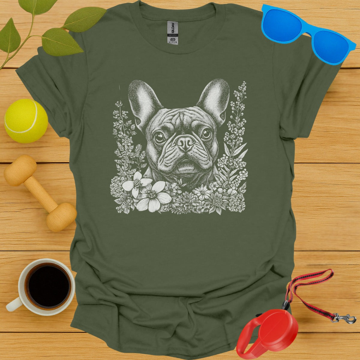 French Bulldog Flower Portrait Tee