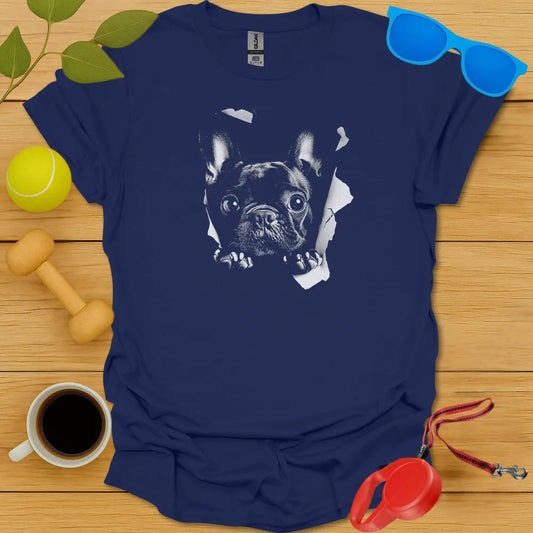 French Bulldog Peaking T Shirt - Navy