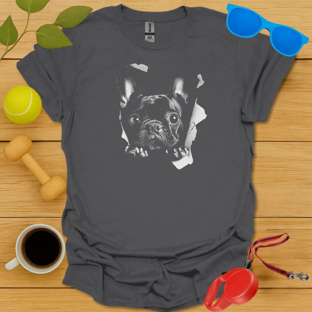French Bulldog Peaking T Shirt - Charcoal