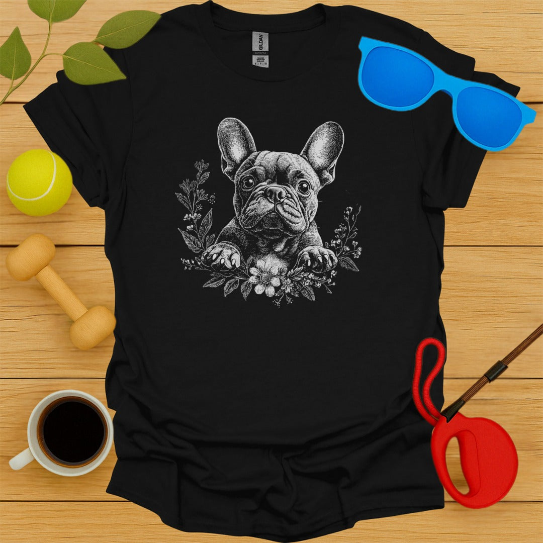 French Bulldog Portrait Floral Tee
