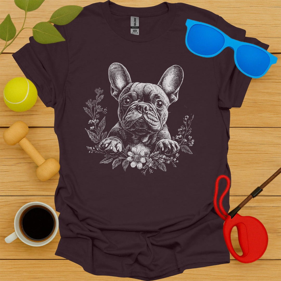 French Bulldog Portrait Floral Tee