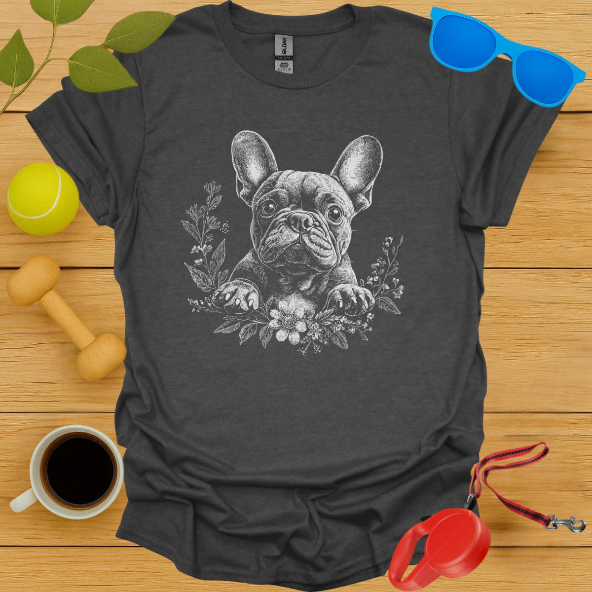 French Bulldog Portrait Floral Tee