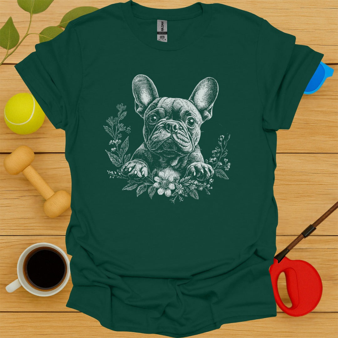 French Bulldog Portrait Floral Tee