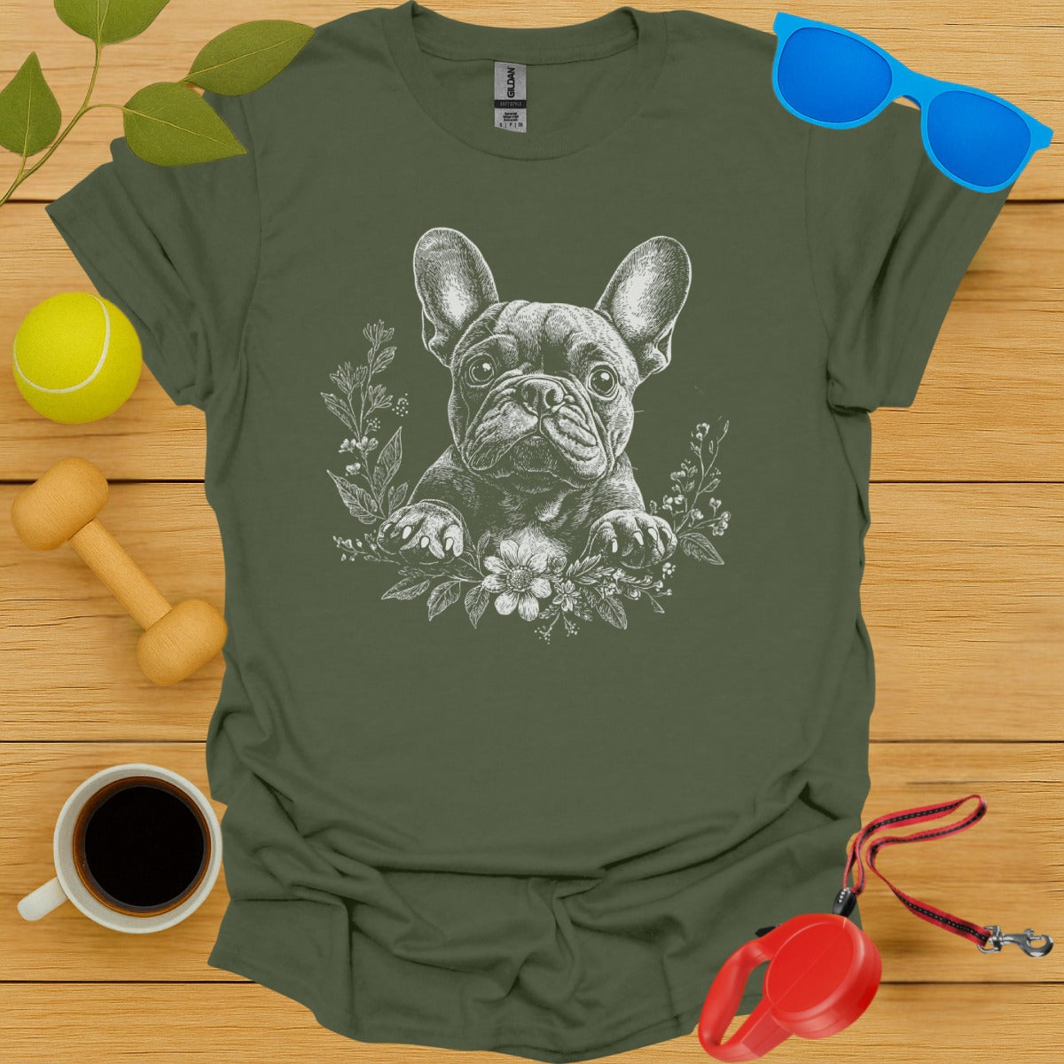 French Bulldog Portrait Floral Tee
