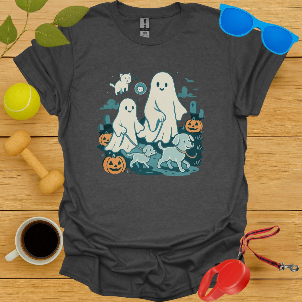 Halloween Ghosts Walking Dogs Graphic T-Shirt product