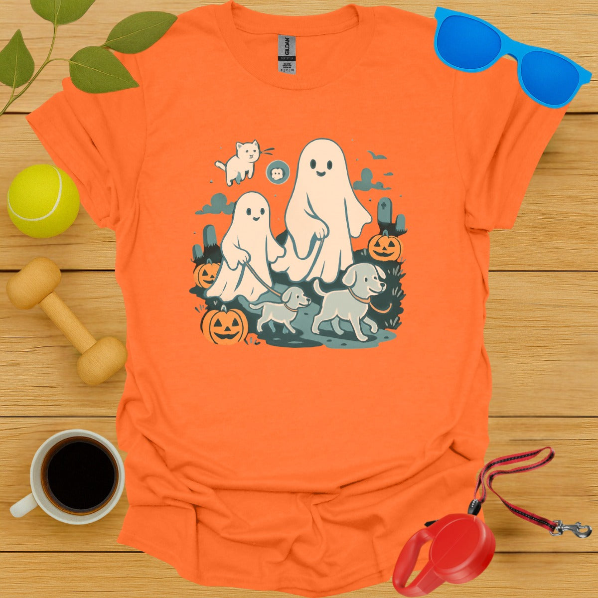 Spooky Ghosts with Pumpkins and Dogs T-shirt product type