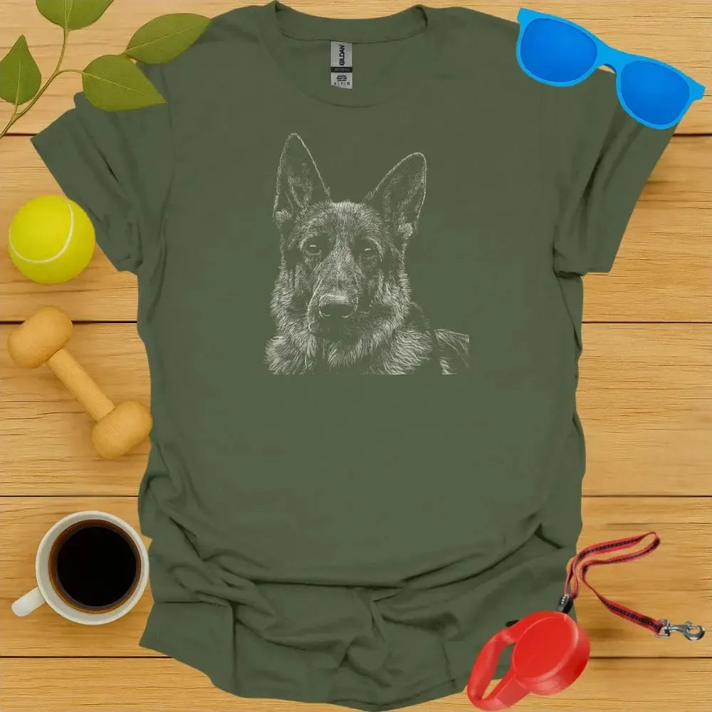 German Shepard Sketch Portrait Tee