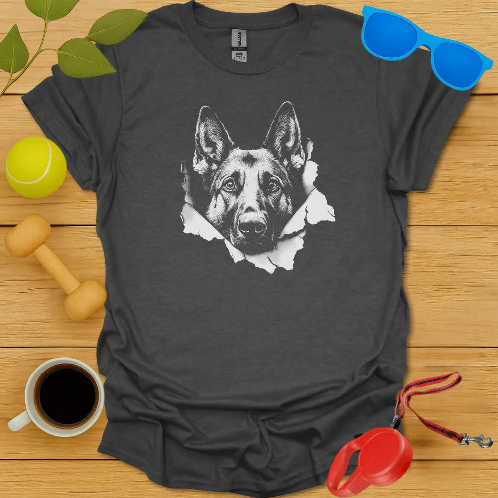 German Shepherd Peaking Tee
