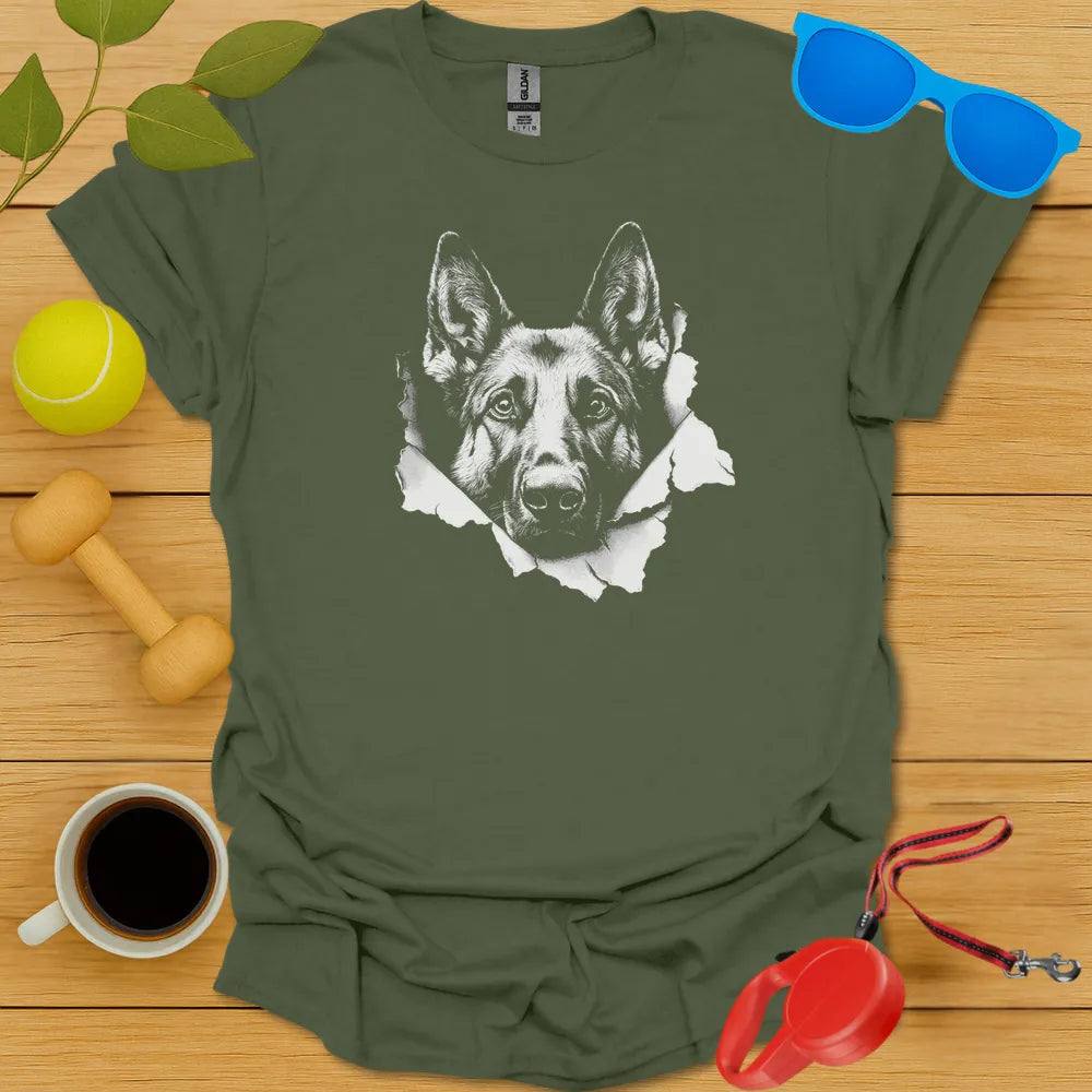 German Shepherd Peaking Tee