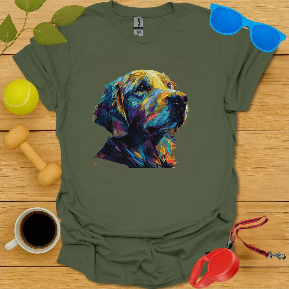 Golden Retriever Geometric Angular Portrait Tee