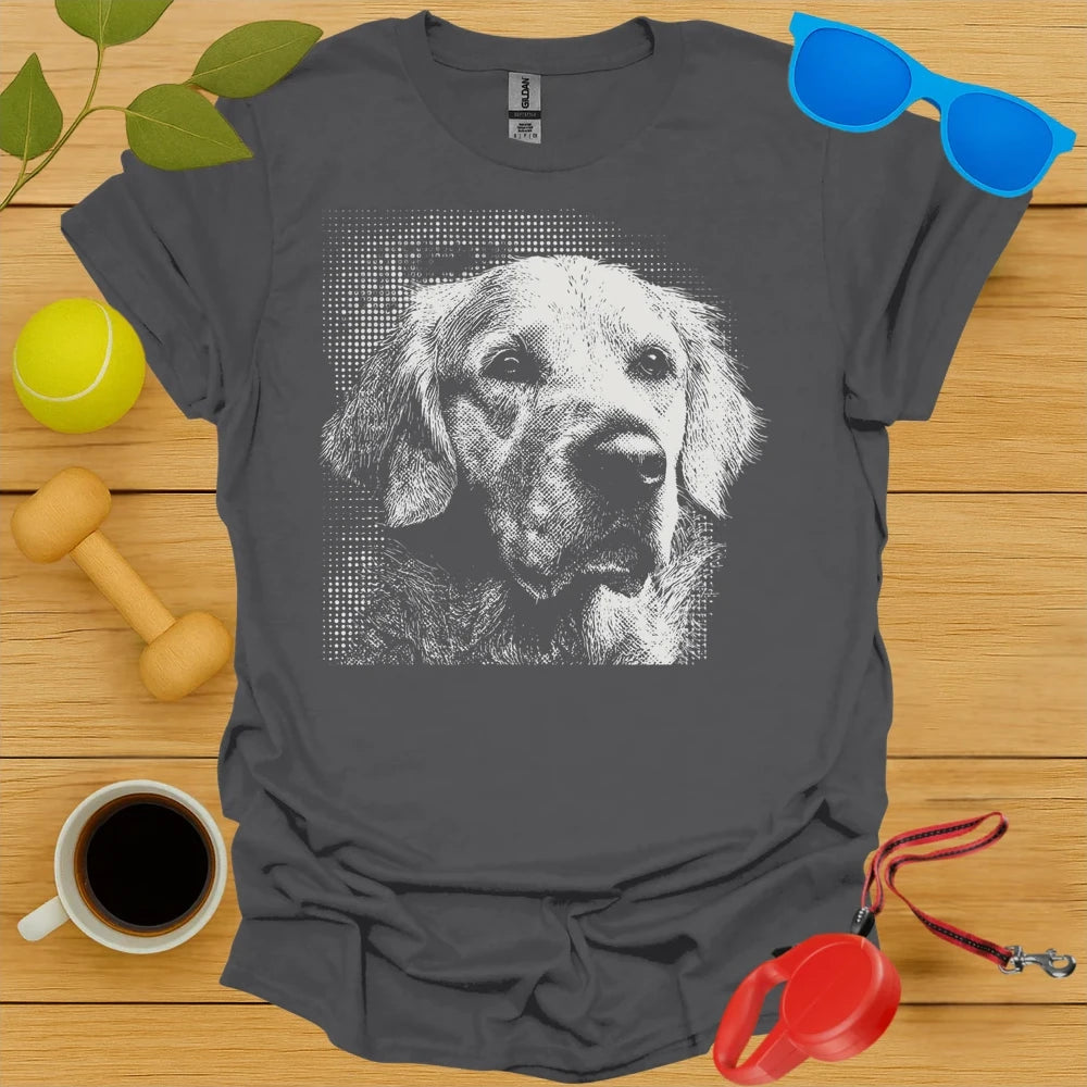 Golden Retriever Halftone Dot Portrait Tee
