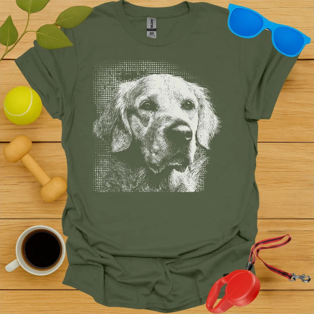 Golden Retriever Halftone Dot Portrait Tee