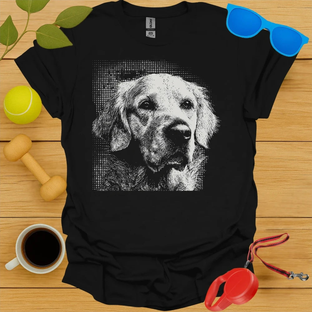 Golden Retriever Halftone Dot Portrait Tee