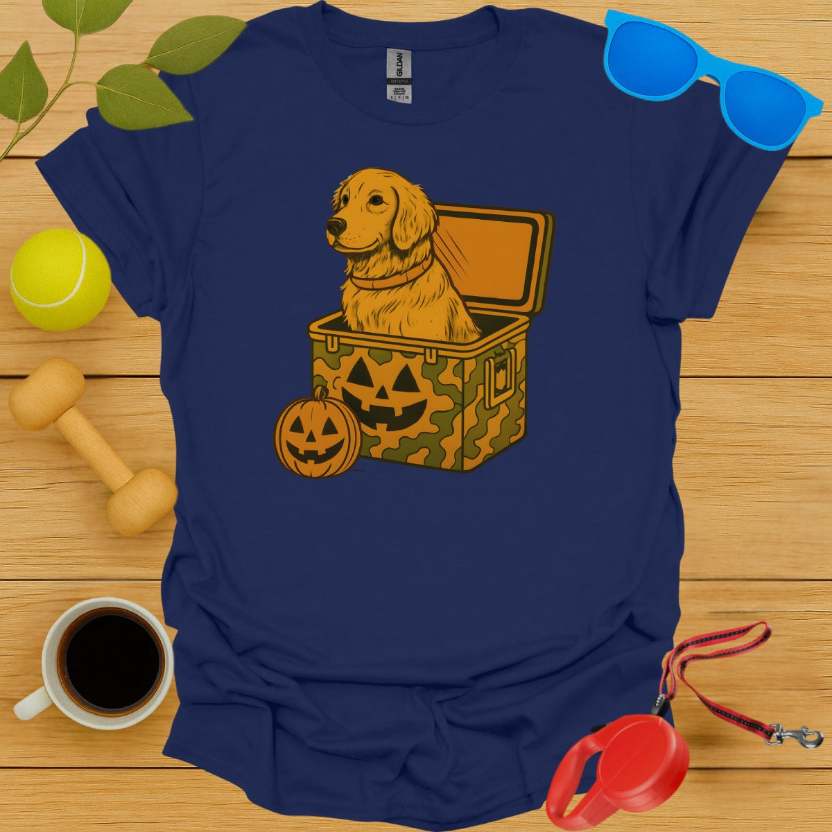 Golden Retriever in Pumpkin Box Halloween T-shirt product type