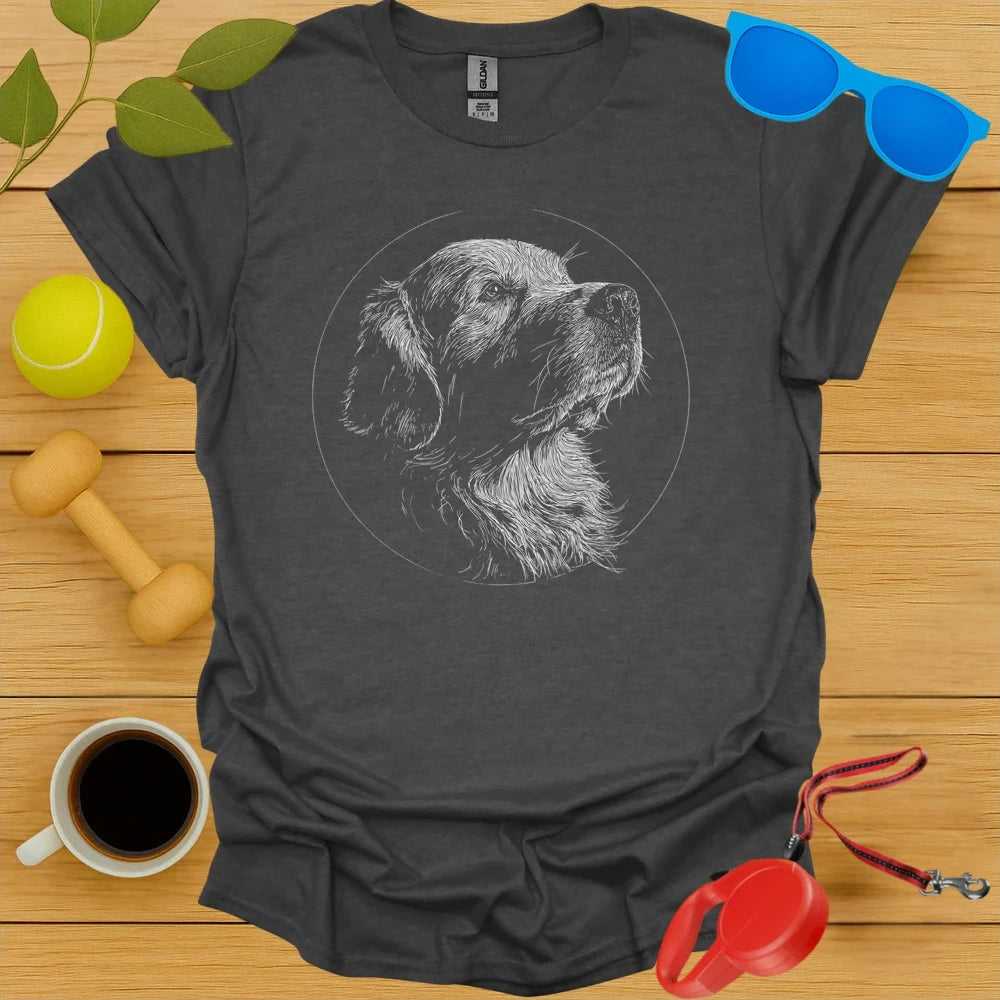 Golden Retriever Monoline Portrait Tee
