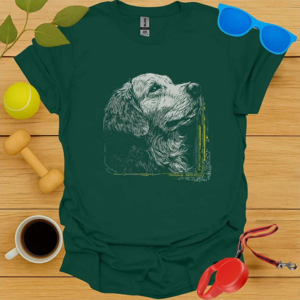 Golden Retriever Neo Traditional Tattoo Portrait Tee