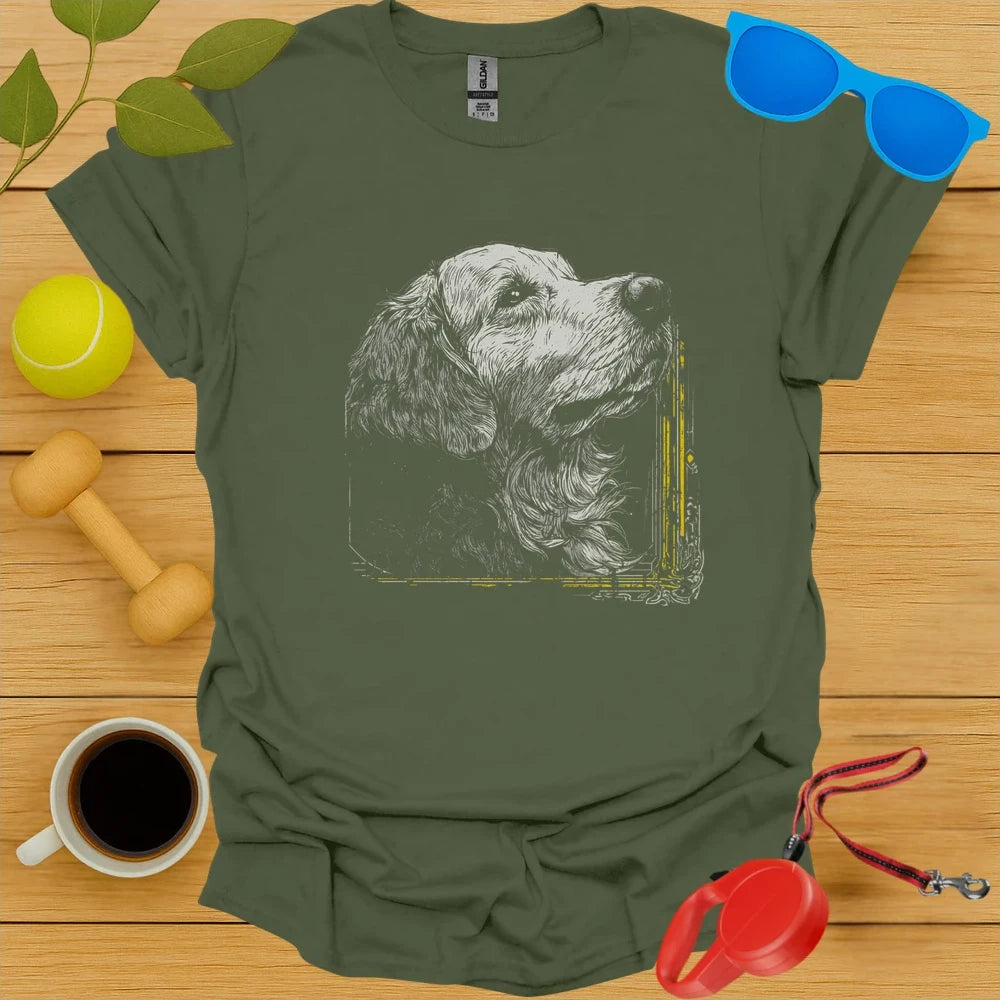 Golden Retriever Neo Traditional Tattoo Portrait Tee