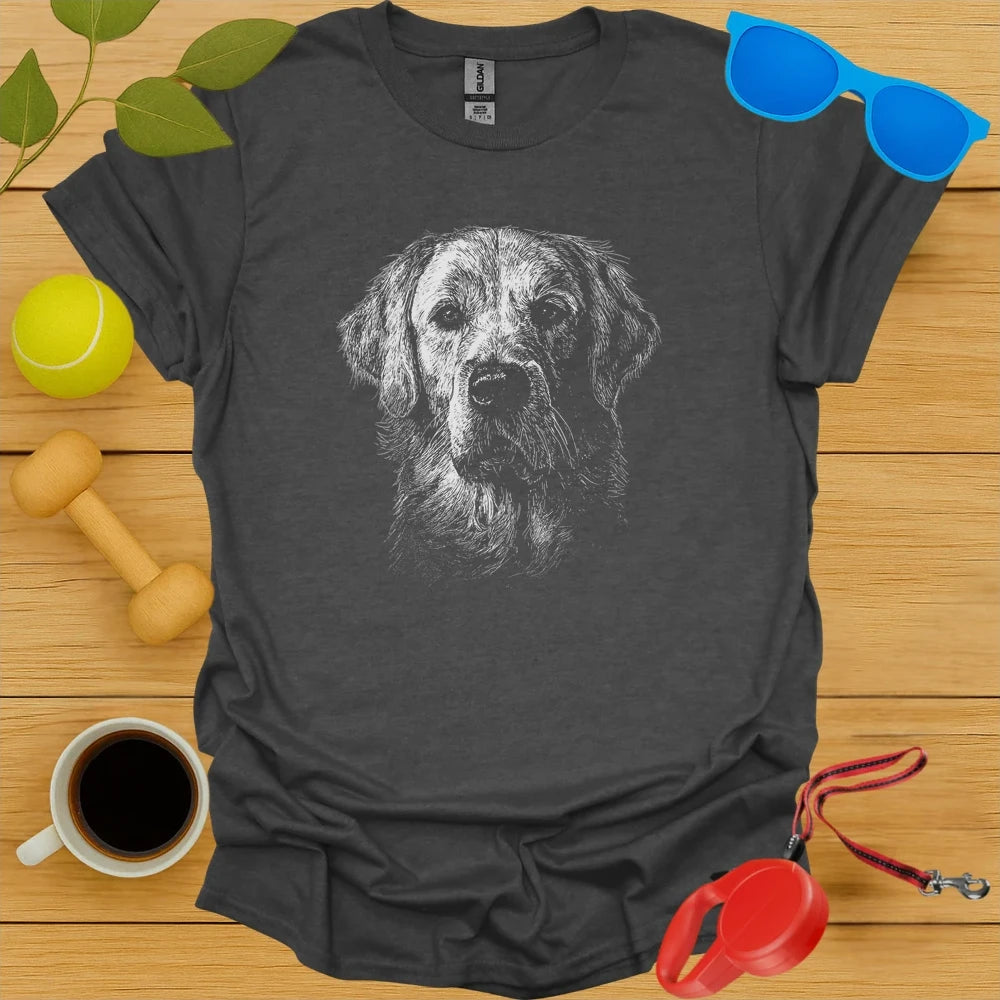 Golden Retriever Portrait Sketch Tee