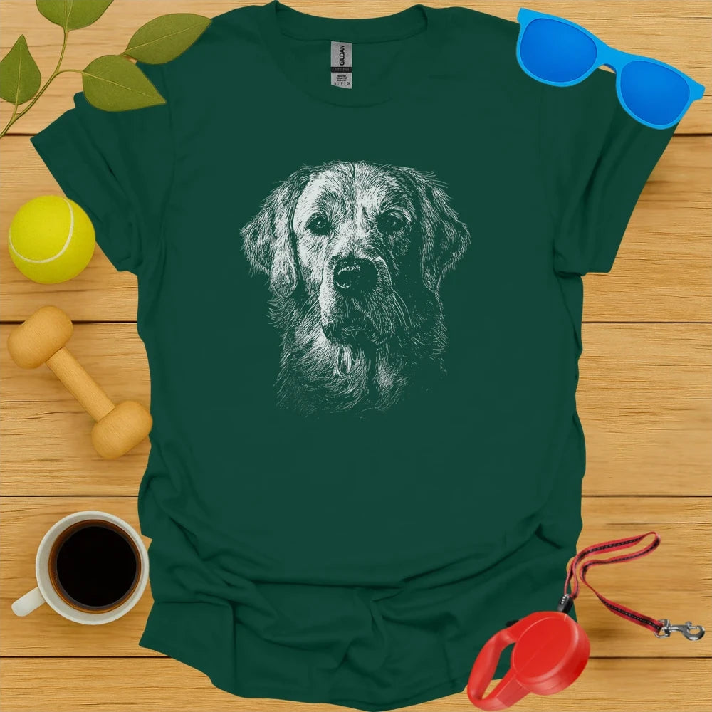 Golden Retriever Portrait Sketch Tee