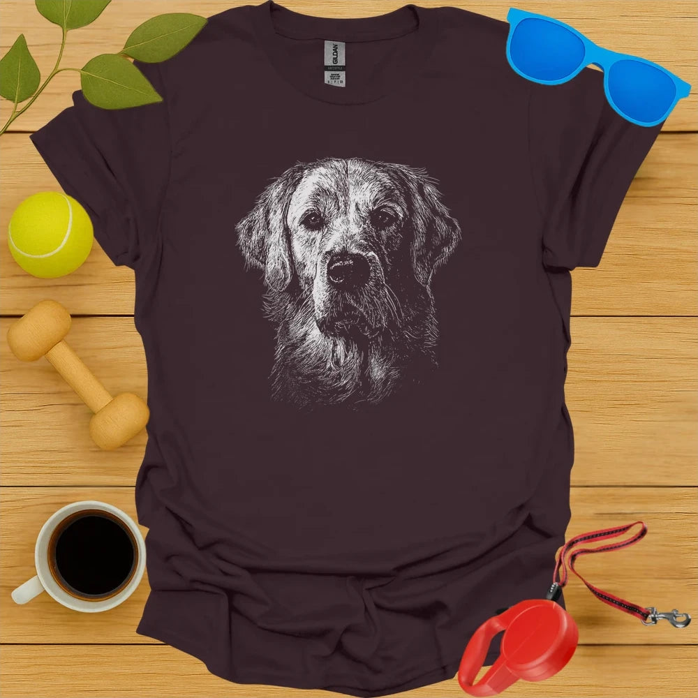 Golden Retriever Portrait Sketch Tee