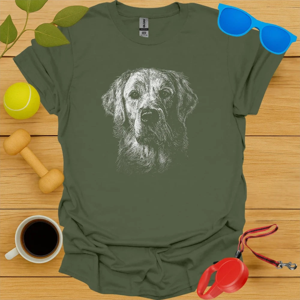 Golden Retriever Portrait Sketch Tee