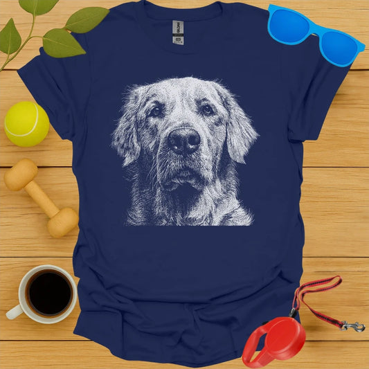 Golden Retriever Stipple Dotwork Portrait Tee