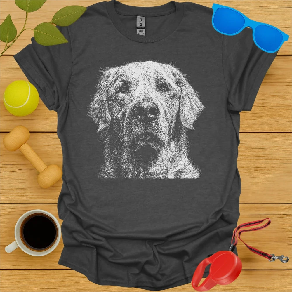Golden Retriever Stipple Dotwork Portrait Tee