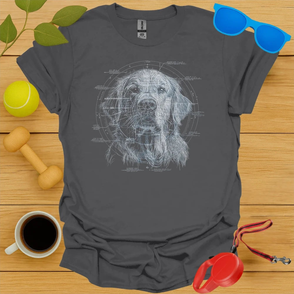 Golden Retriever Technical Blueprint Portrait Tee