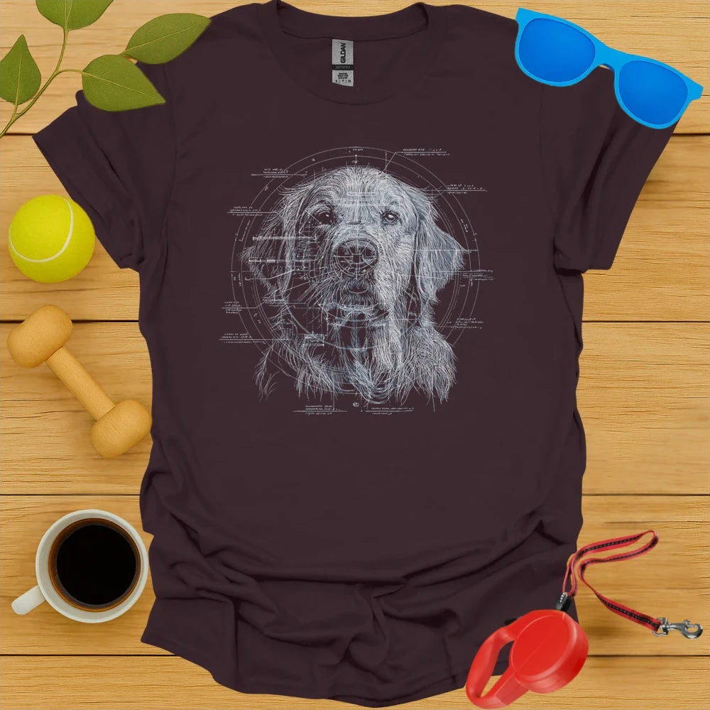 Golden Retriever Technical Blueprint Portrait Tee