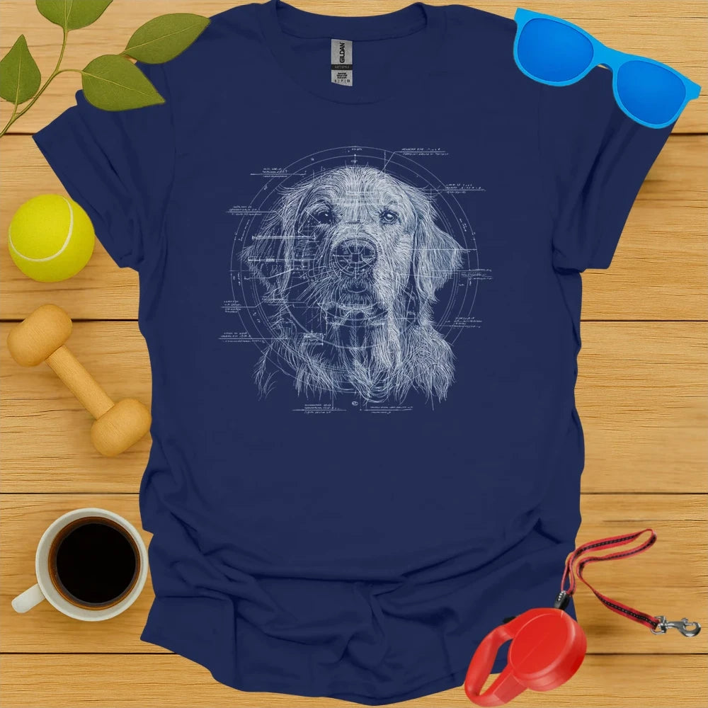 Golden Retriever Technical Blueprint Portrait Tee